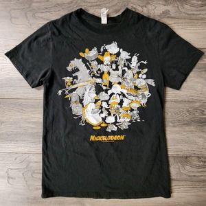 Nickelodeon Characters T-Shirt Short Sleeve Adult Black Size S
